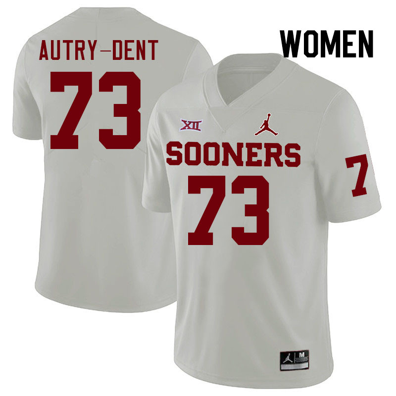 Women #73 Isaiah Autry-Dent Oklahoma Sooners College Football Jerseys Stitched-White